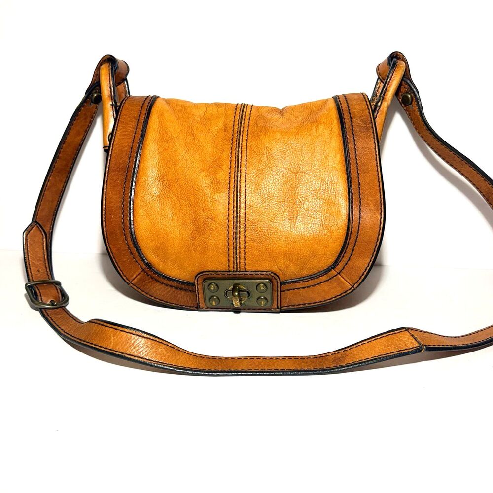 Fossil Vintage Reissue Crossbody Bag Brown Leather Flap Saddle ZB4902 EUC 11x8.5